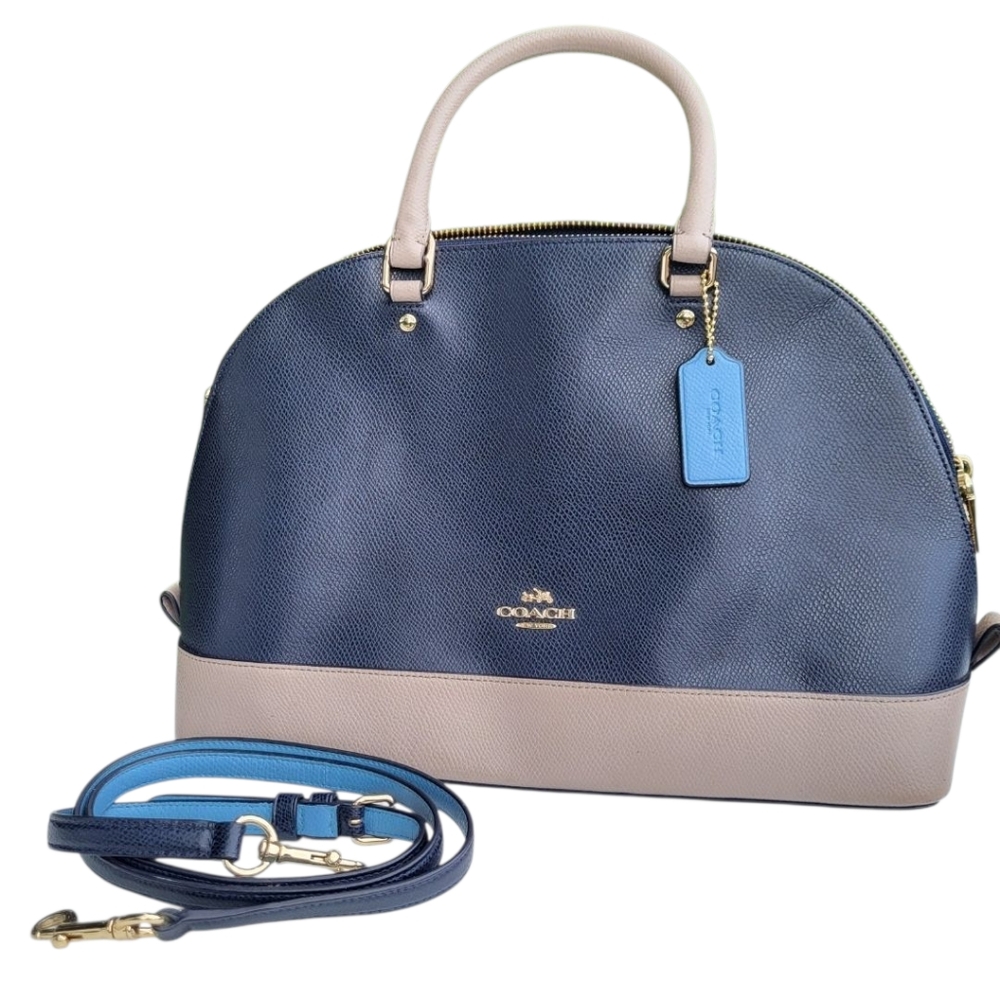 Coach Dome Navy and Beige Crossbody Satchel